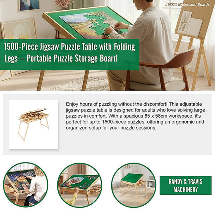 1500-Piece Jigsaw Puzzle Table with Folding Legs – Portable Puzzle Storage Board 9