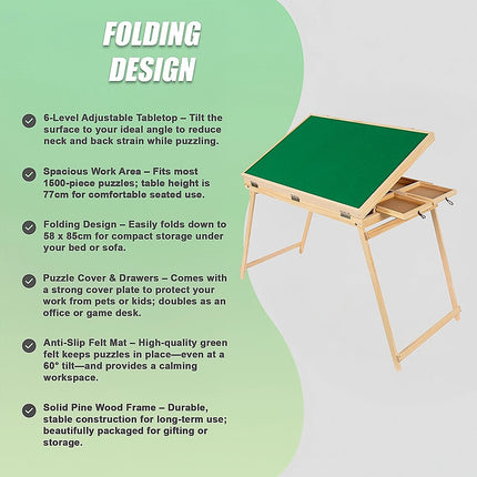 1500-Piece Jigsaw Puzzle Table with Folding Legs – Portable Puzzle Storage Board 3