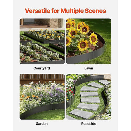 Steel Landscape Edging 6 Pack 100x20cm Rust Resistant Garden Border Edging for Lawn Paths 9