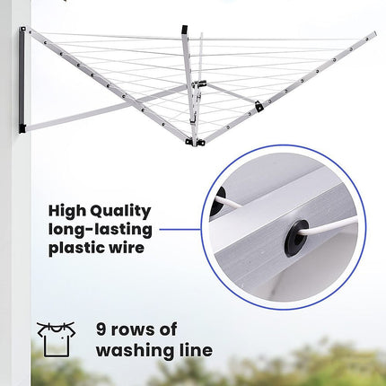 24m Folding Dryer for Laundry and Washing Wall Mounted 5 Arm Clothes Airer Space Saving Design 4