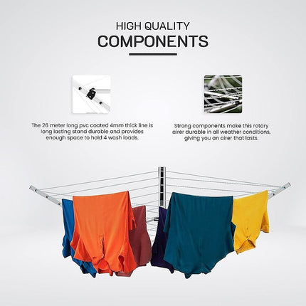 24m Folding Dryer for Laundry and Washing Wall Mounted 5 Arm Clothes Airer Space Saving Design 8