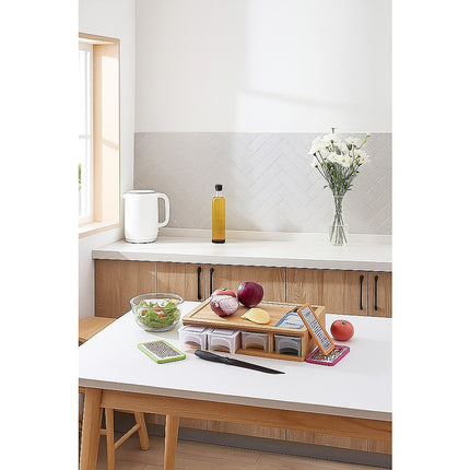 Bamboo Cutting Board Set with Graters and Containers Food Prep Station for Kitchen Organisation 4