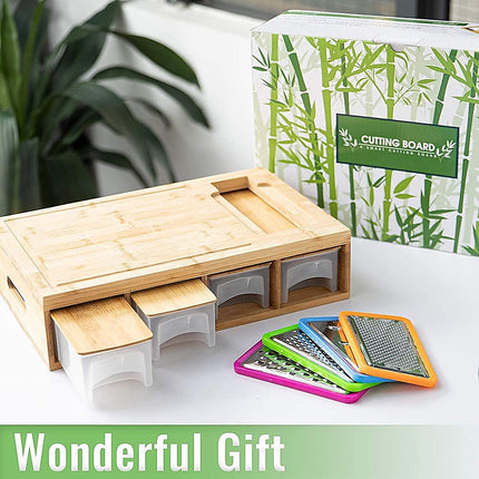 Bamboo Cutting Board Set with Graters and Containers Food Prep Station for Kitchen Organisation 3