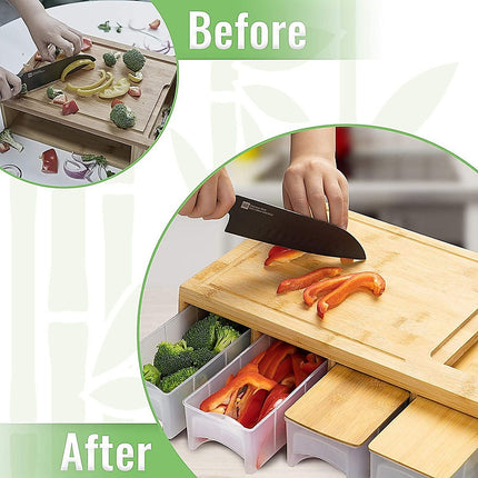 Bamboo Cutting Board Set with Graters and Containers Food Prep Station for Kitchen Organisation 8