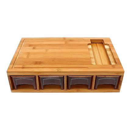 Bamboo Cutting Board Set with Graters and Containers Food Prep Station for Kitchen Organisation 10