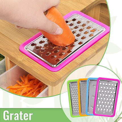 Bamboo Cutting Board Set with Graters and Containers Food Prep Station for Kitchen Organisation 11