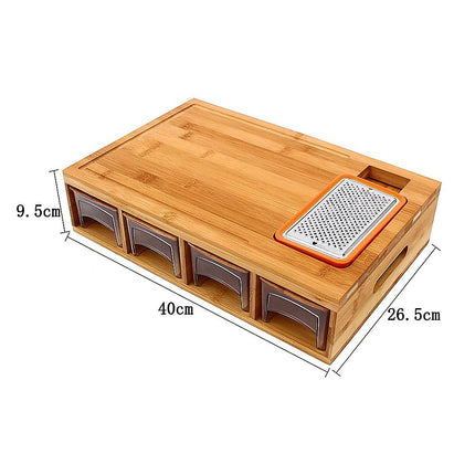 Bamboo Cutting Board Set with Graters and Containers Food Prep Station for Kitchen Organisation 12