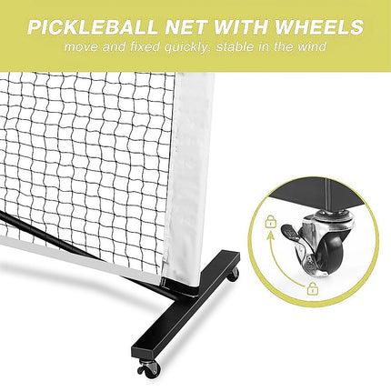 Portable 6.7m Pickleball Net Set – Heavy Duty Metal Frame with Wheels 4
