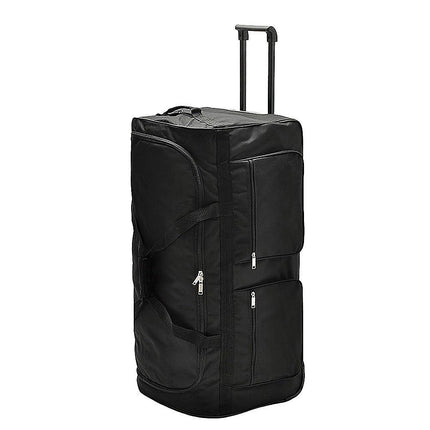 Large Black Wheeled Travel Duffle Bag Rolling Luggage Trolley for Sports and Getaways