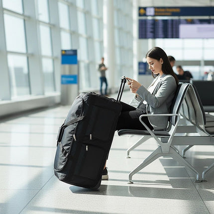 Large Black Wheeled Travel Duffle Bag Rolling Luggage Trolley for Sports and Getaways 5