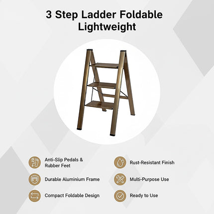3 Step Ladder Foldable Lightweight – Anti-Slip Safety Stool for Home & Office 9