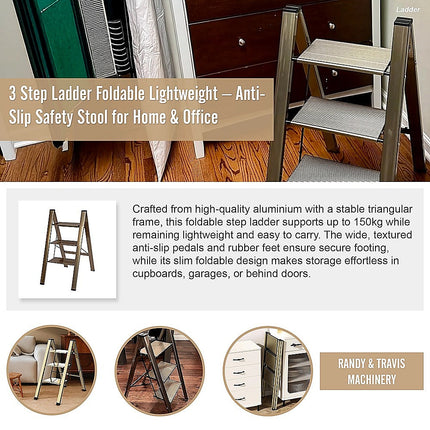 3 Step Ladder Foldable Lightweight – Anti-Slip Safety Stool for Home & Office 4