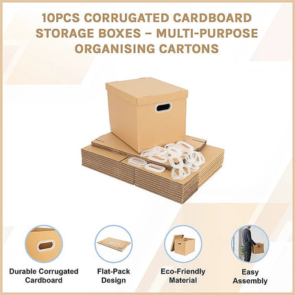 10Pcs Corrugated Cardboard Storage Boxes – Multi-Purpose Organising Cartons 5