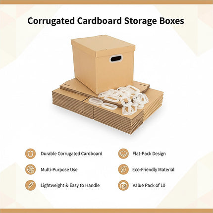 10Pcs Corrugated Cardboard Storage Boxes – Multi-Purpose Organising Cartons 7
