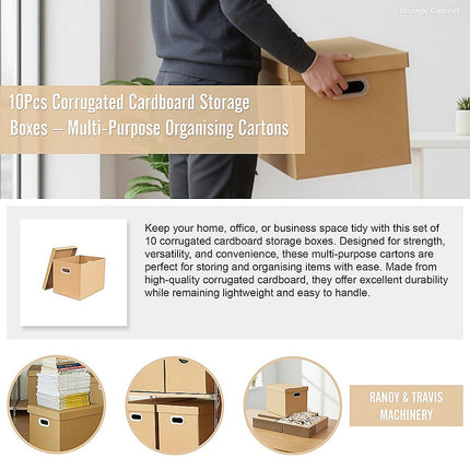 10Pcs Corrugated Cardboard Storage Boxes – Multi-Purpose Organising Cartons 8