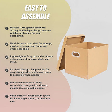 10Pcs Corrugated Cardboard Storage Boxes – Multi-Purpose Organising Cartons 3