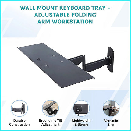 Wall Mount Keyboard Tray – Adjustable Folding Arm Workstation 3
