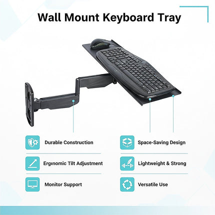 Wall Mount Keyboard Tray – Adjustable Folding Arm Workstation 9