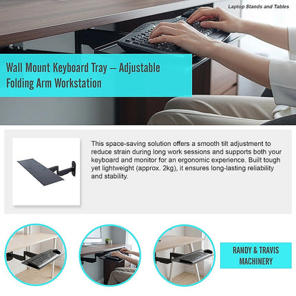 Wall Mount Keyboard Tray – Adjustable Folding Arm Workstation 10