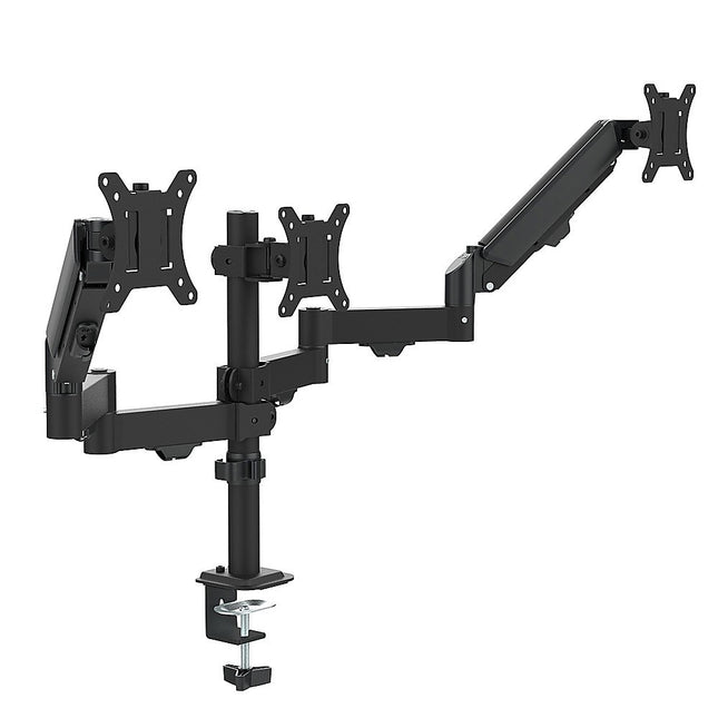 Triple Monitor Mount Stand – Desk Clamp with 3 Adjustable Arms for Multi-Screen Setup