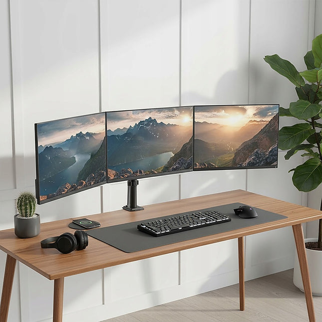 Triple Monitor Mount Stand – Desk Clamp with 3 Adjustable Arms for Multi-Screen Setup 2
