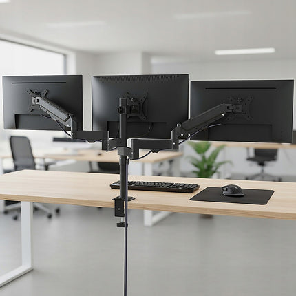 Triple Monitor Mount Stand – Desk Clamp with 3 Adjustable Arms for Multi-Screen Setup 3