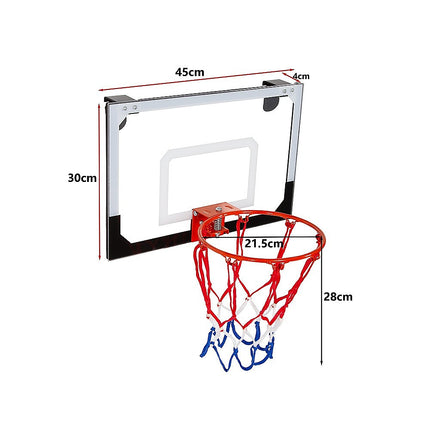Indoor Mini Basketball Hoop Set – Door Mounted Backboard Kit with Ring & Ball