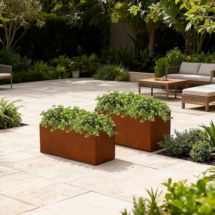 Corten Steel Planter Box 62x40x39cm Outdoor Garden Raised Bed Rust Finish 5