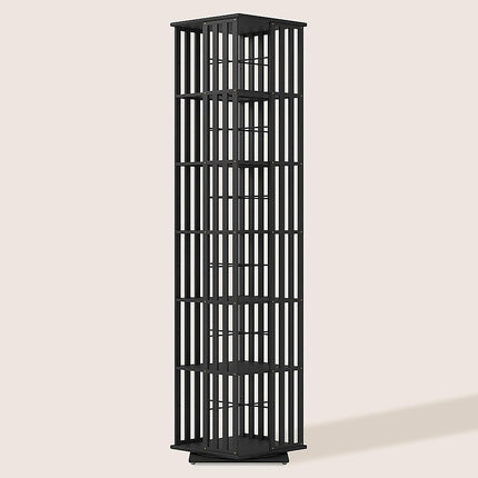 360 Rotating Bookshelf Bamboo Storage Display Rack Shelving in Black 4
