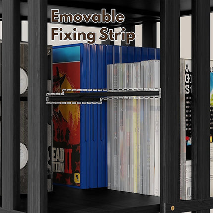 360 Rotating Bookshelf Bamboo Storage Display Rack Shelving in Black 10