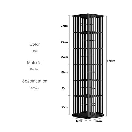 360 Rotating Bookshelf Bamboo Storage Display Rack Shelving in Black 12