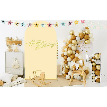 Arch Backdrop Stand with White & Yellow Cover Set for Weddings Events 2