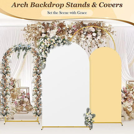 Arch Backdrop Stand with White & Yellow Cover Set for Weddings Events 3