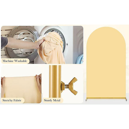 Arch Backdrop Stand with White & Yellow Cover Set for Weddings Events 5
