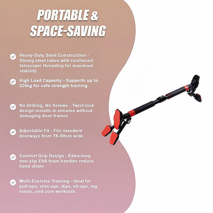 Portable Chin Up Bar Pull Up Doorway Anti-Slip Home Workout Fitness 11