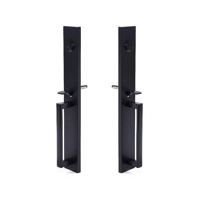 Matte Black Double Door Handle Set Dummy Front Entry Deadbolt Lock