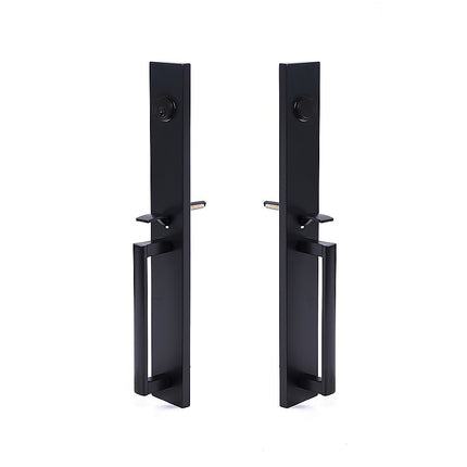 Matte Black Double Door Handle Set Dummy Front Entry Deadbolt Lock