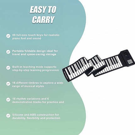 88 Key Portable Foldable Silicone Electronic Keyboard Piano Music 11