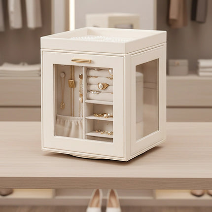 Rotating Organiser Box with Mirror Jewellery Storage for Dressing Table 2