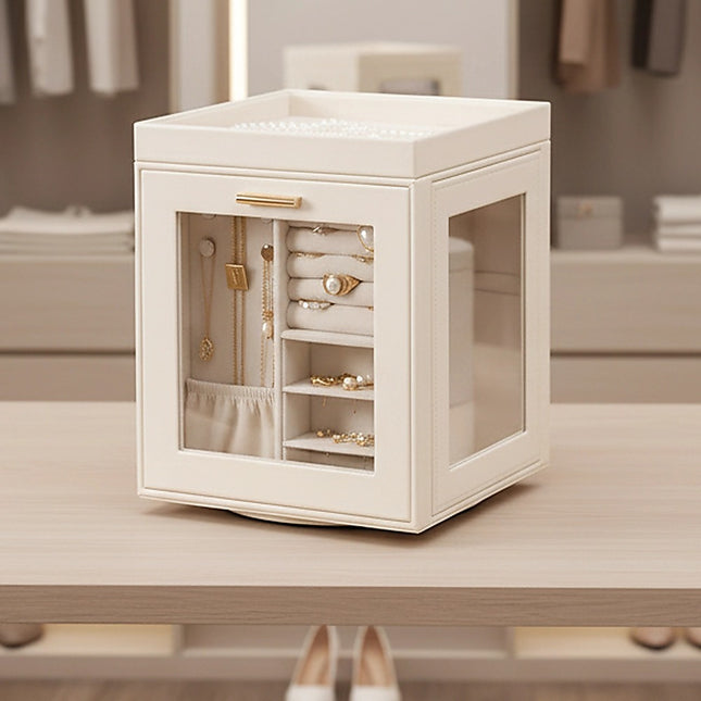 Rotating Organiser Box with Mirror Jewellery Storage for Dressing Table 2