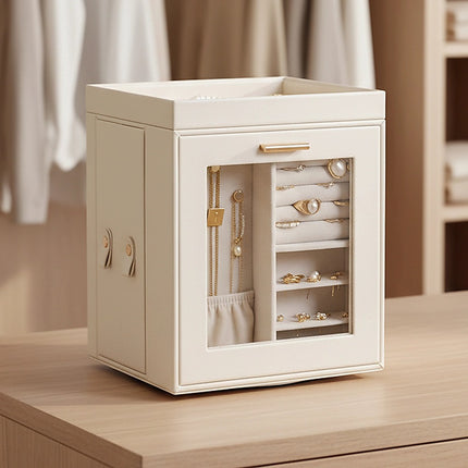 Rotating Organiser Box with Mirror Jewellery Storage for Dressing Table 10