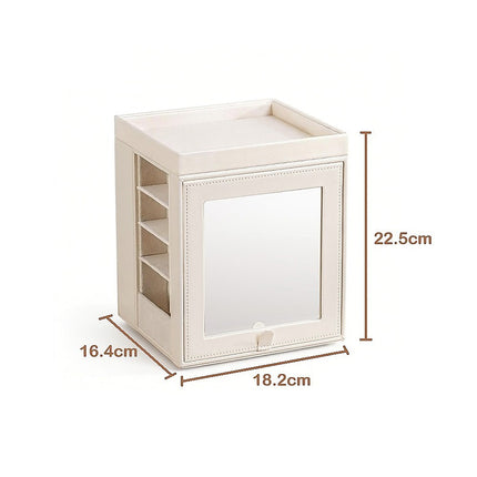 Rotating Organiser Box with Mirror Jewellery Storage for Dressing Table 12