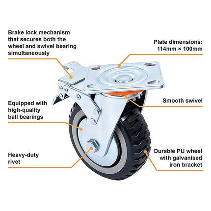Heavy Duty Plate Caster Wheels Set 4 1200kg Swivel 8