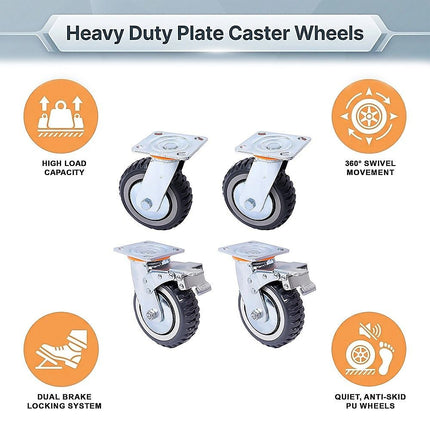 Heavy Duty Plate Caster Wheels Set 4 1200kg Swivel 9