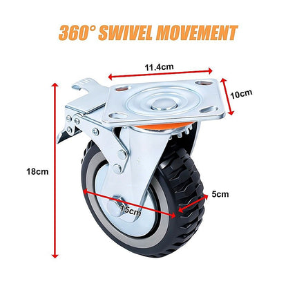 Heavy Duty Plate Caster Wheels Set 4 1200kg Swivel 12