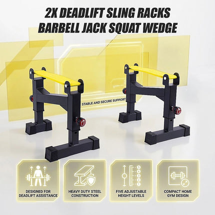 2x Deadlift Sling Racks Barbell Jack Squat Wedge 3