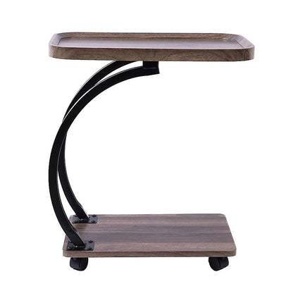 C-Shaped Corner End Table with Wheels Sofa Side 6