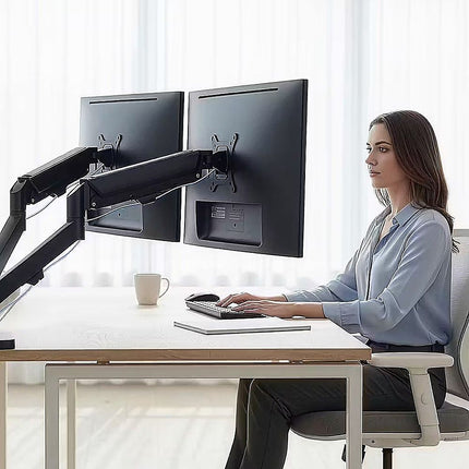 Dual Arm Monitor Desk Mount Bracket Spring Assisted 17–32 Inch Full Motion 2