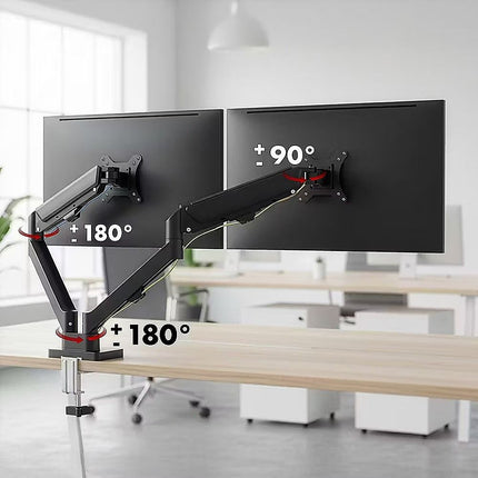 Dual Arm Monitor Desk Mount Bracket Spring Assisted 17–32 Inch Full Motion 3