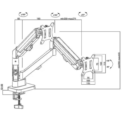 Dual Arm Monitor Desk Mount Bracket Spring Assisted 17–32 Inch Full Motion 12